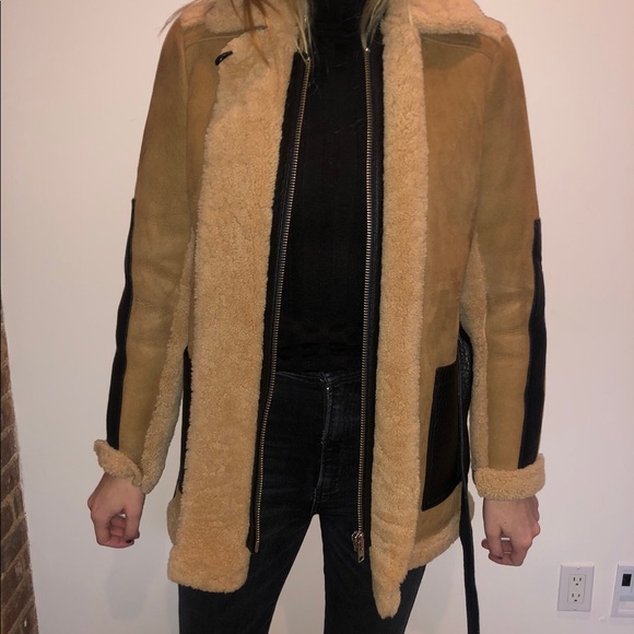 Maje Real Lamb Shearling Coat - Picture 3 of 7